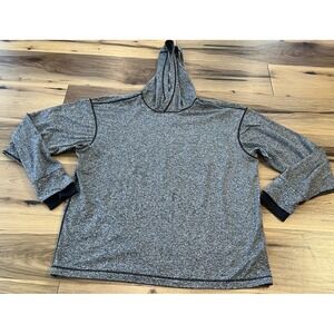 Zella Hoodie Pullover Gray Black Stretch Athletic Womens Large Athleisure Yoga